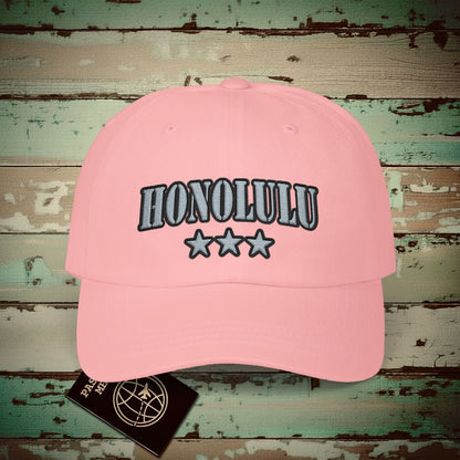 Classic Military, Honolulu, Hawaii Embroidered Hat Pink / One size
