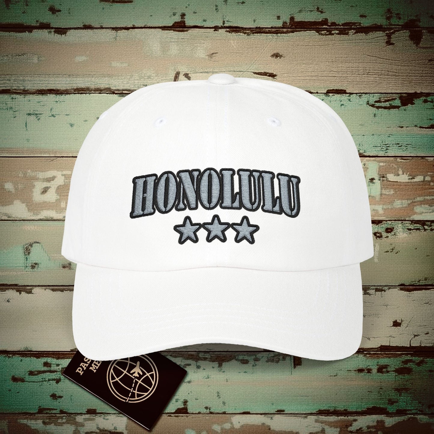 Classic Military, Honolulu, Hawaii Embroidered Hat White / One size