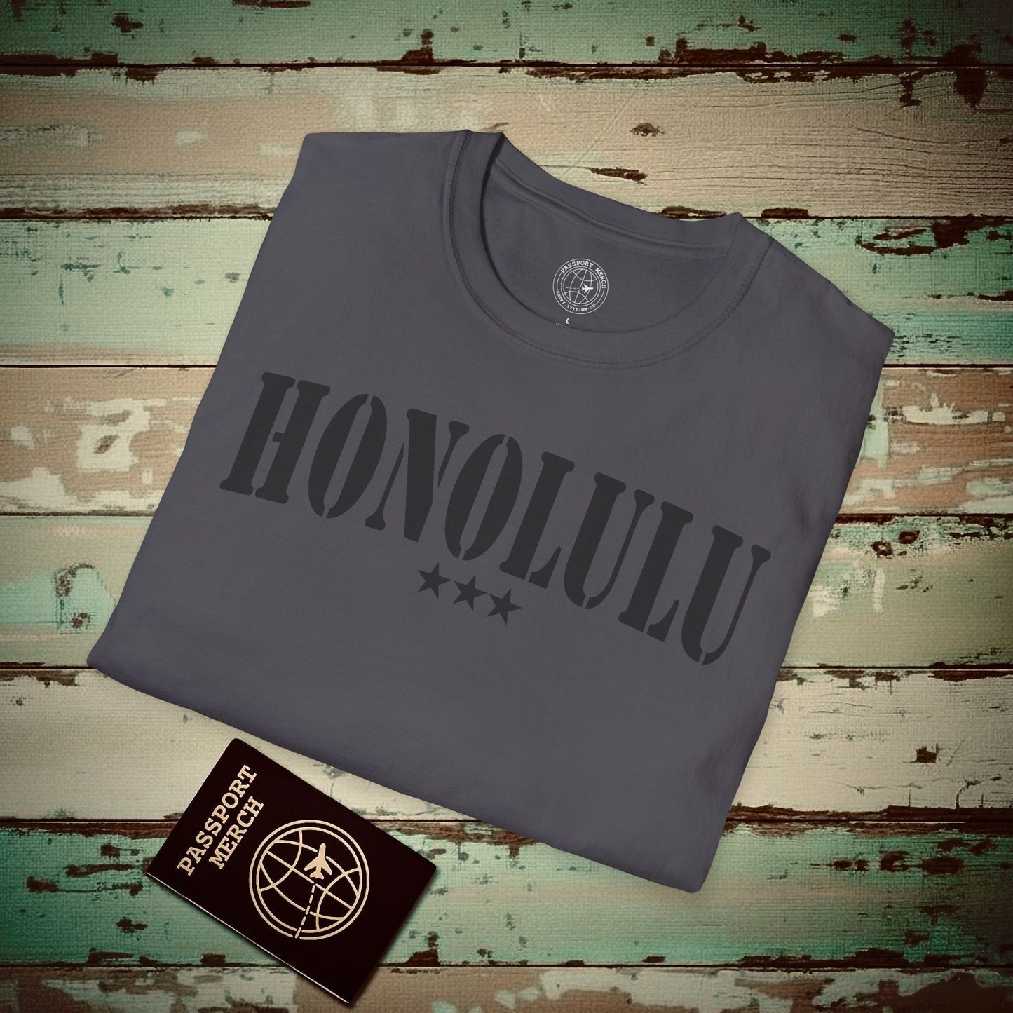 Classic Military, Honolulu, Hawaii T-Shirt Charcoal / S