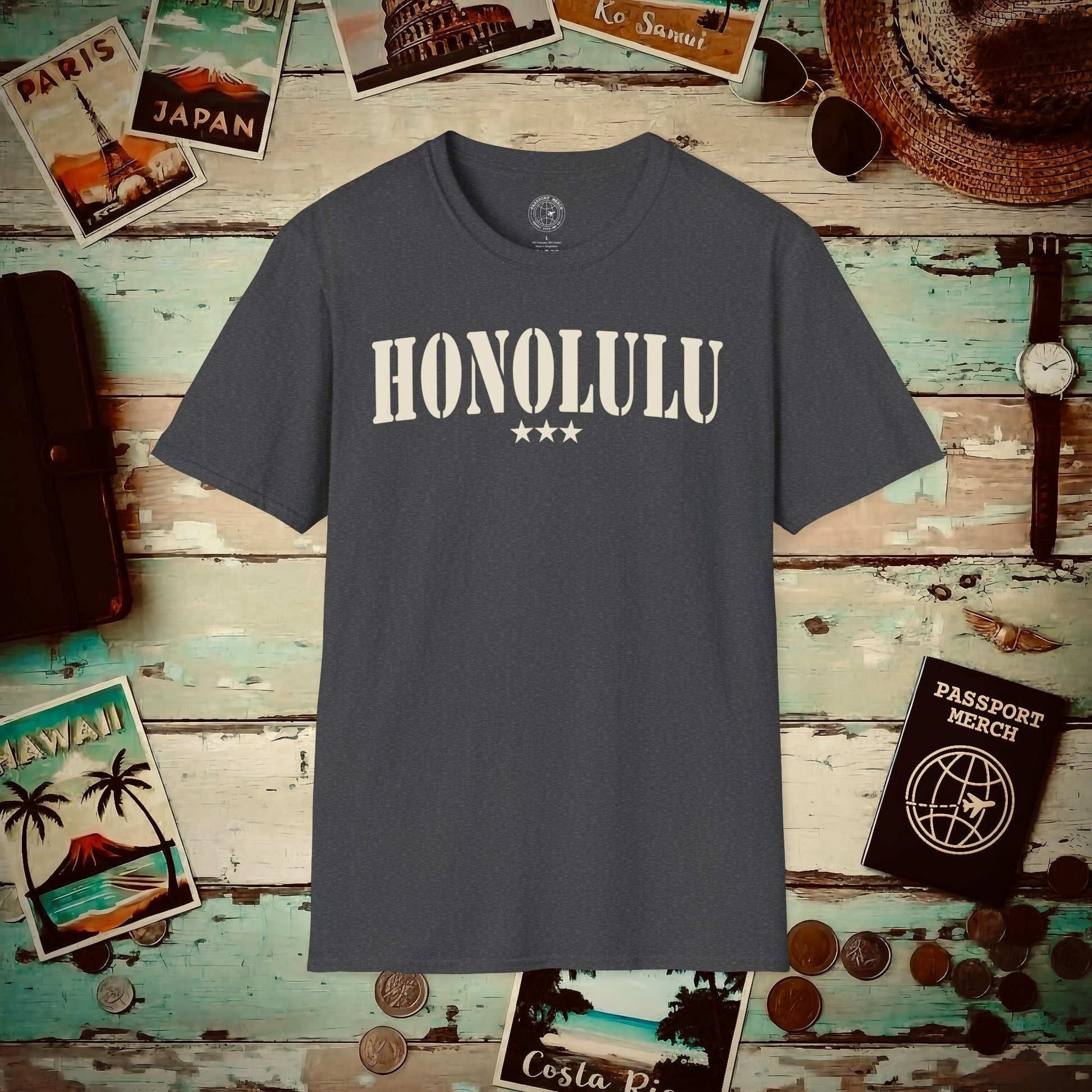 Classic Military, Honolulu, Hawaii T-Shirt Dark Heather / S