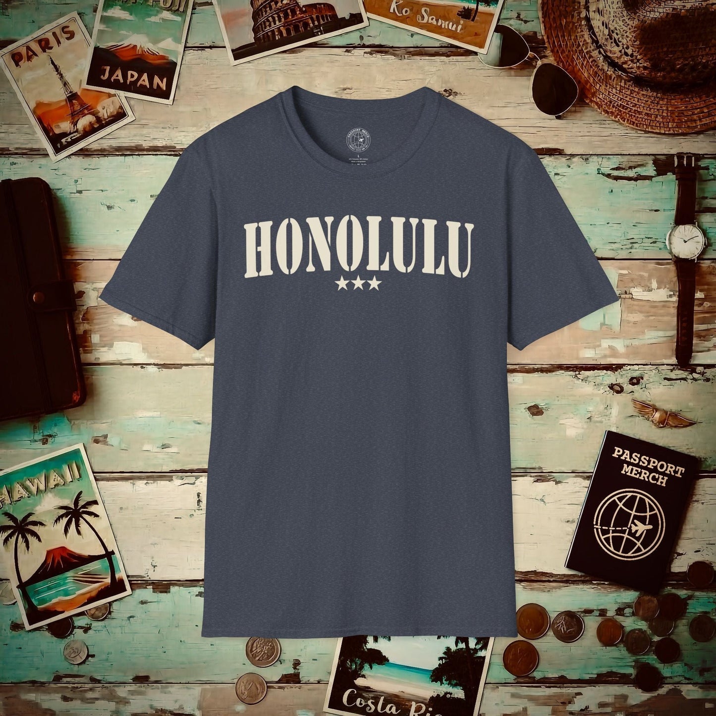 Classic Military, Honolulu, Hawaii T-Shirt Heather Navy / S
