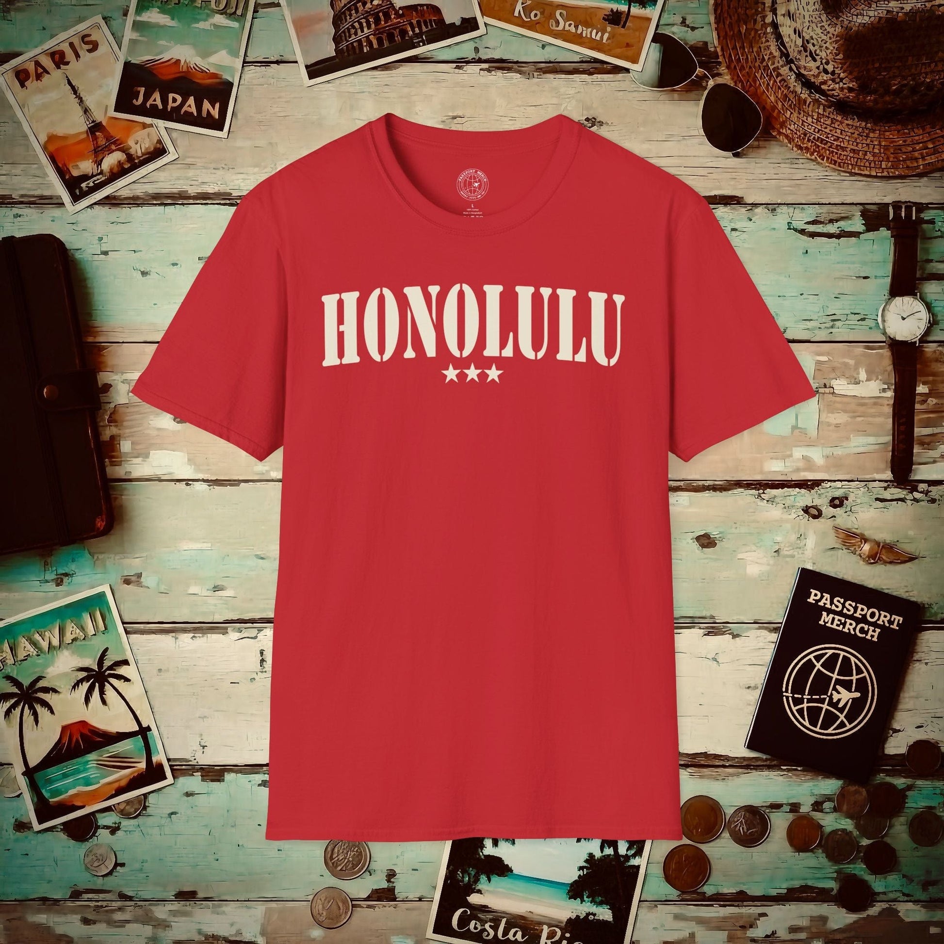 Classic Military, Honolulu, Hawaii T-Shirt Red / S