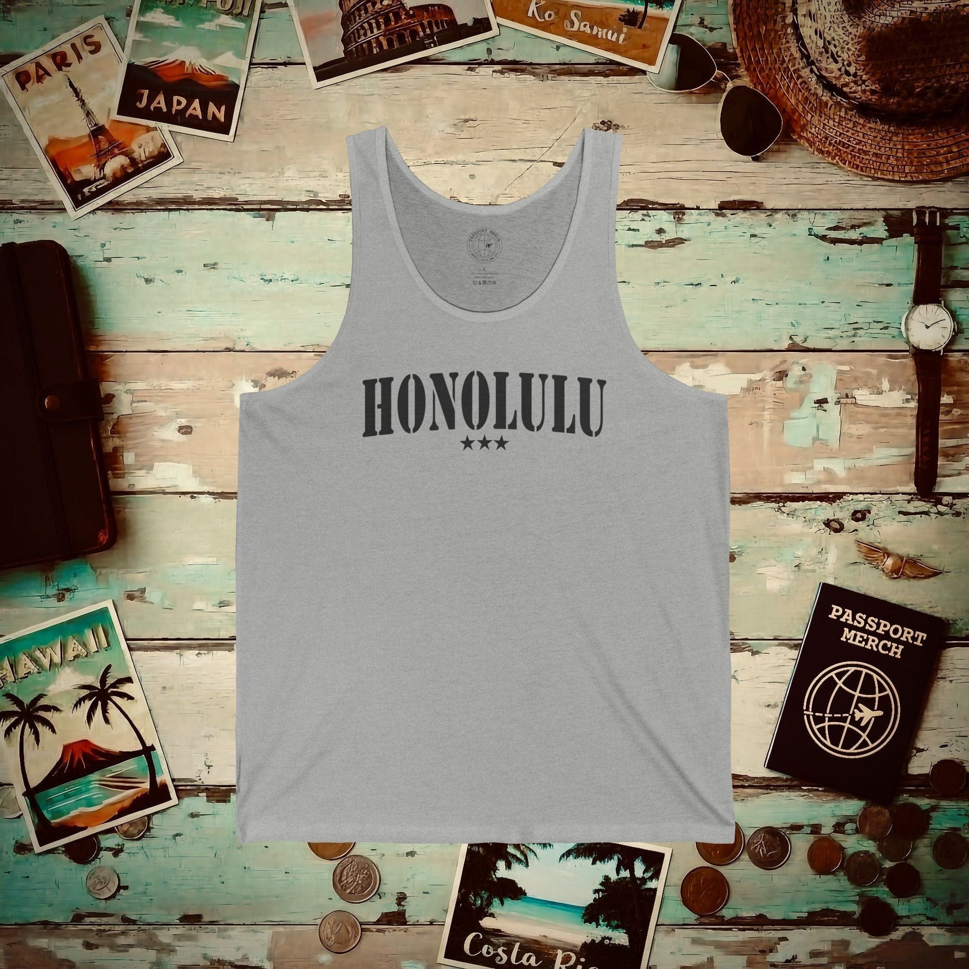 Classic Military, Honolulu, Hawaii Tank Top Athletic Heather / XS