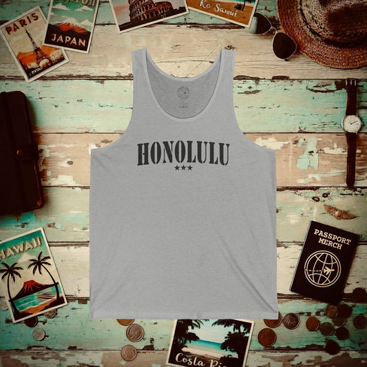 Classic Military, Honolulu, Hawaii Tank Top Athletic Heather / XS