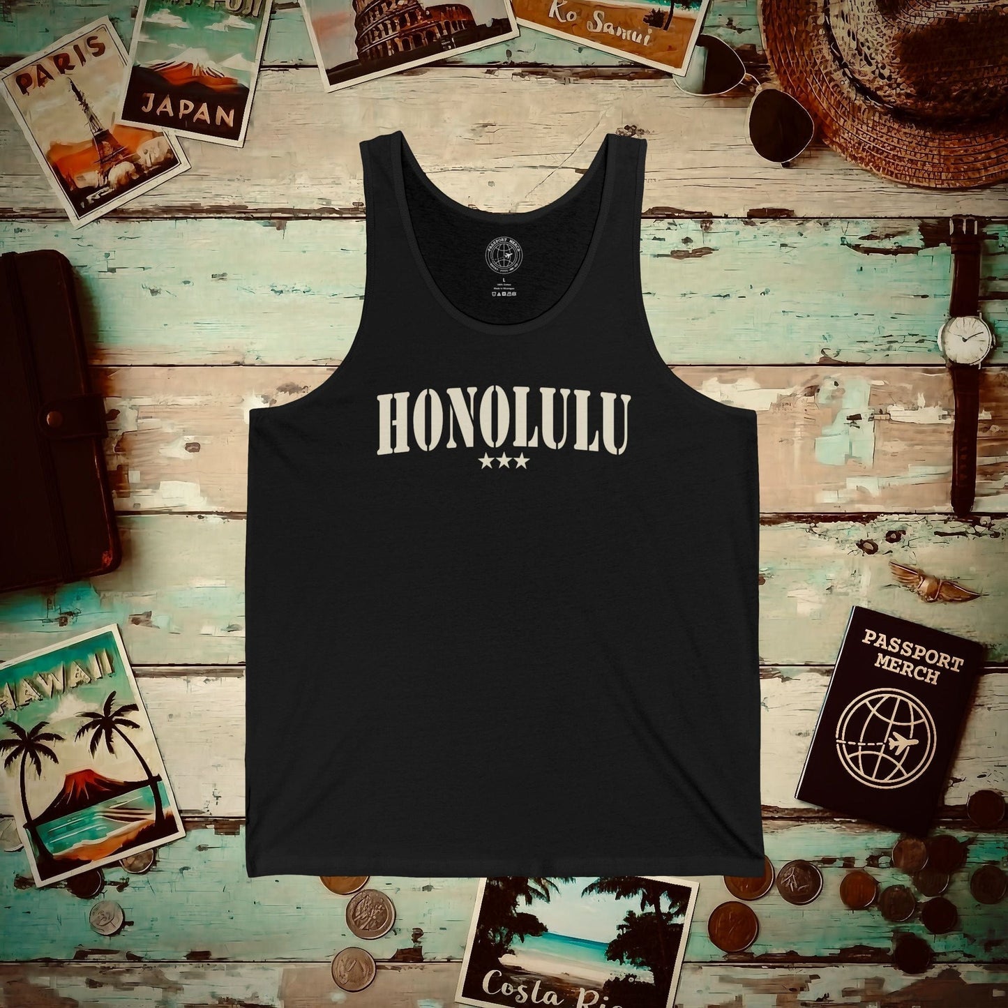 Classic Military, Honolulu, Hawaii Tank Top Black / XS