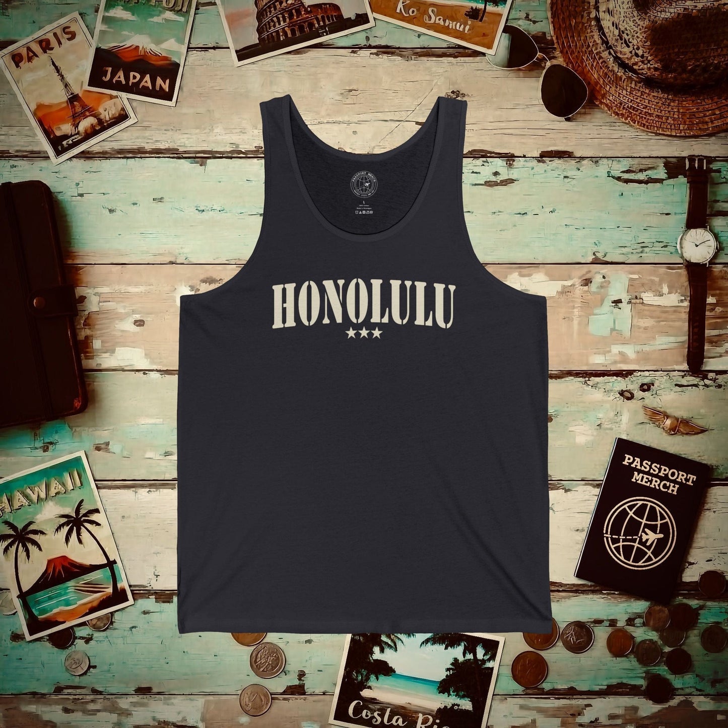 Classic Military, Honolulu, Hawaii Tank Top Dark Grey / XS