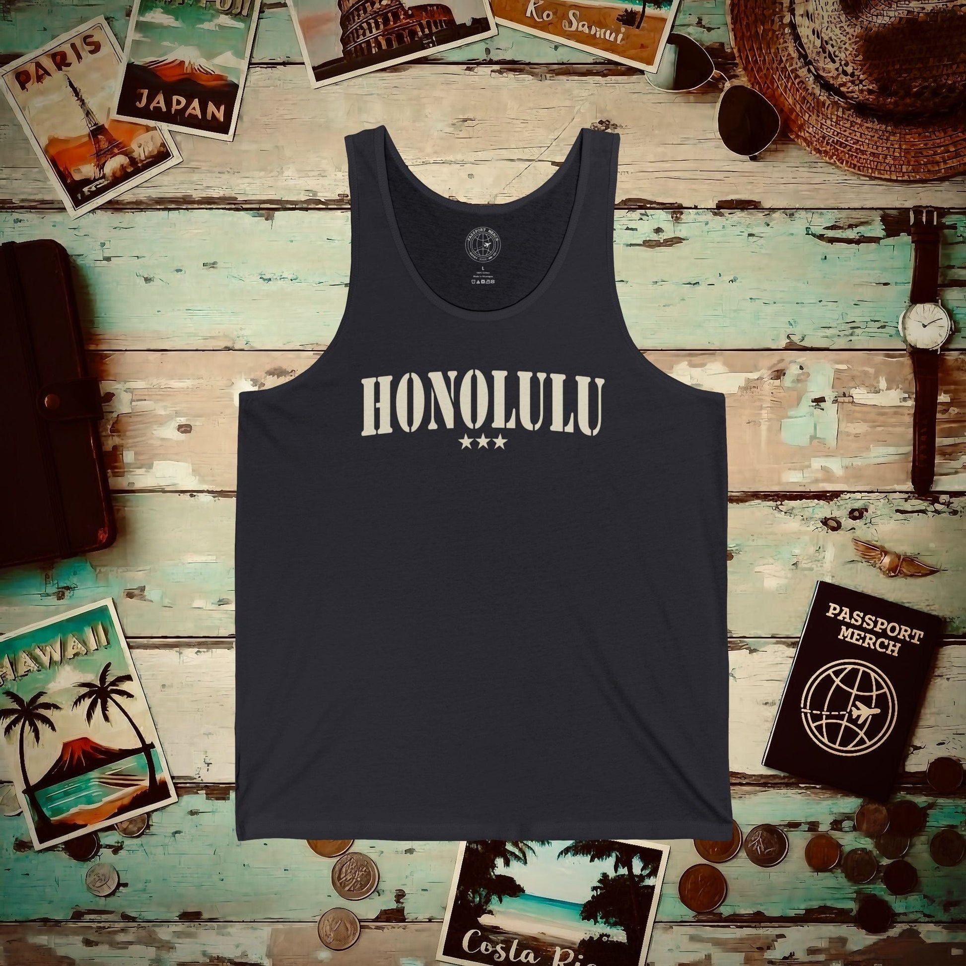 Classic Military, Honolulu, Hawaii Tank Top Dark Grey / XS