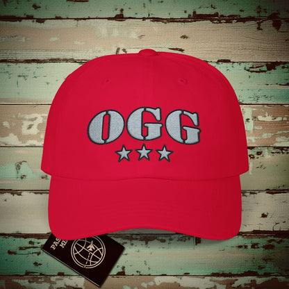 Classic Military, Kahului Hawaii Airport Code (OGG) Embroidered Hat Cranberry / One size