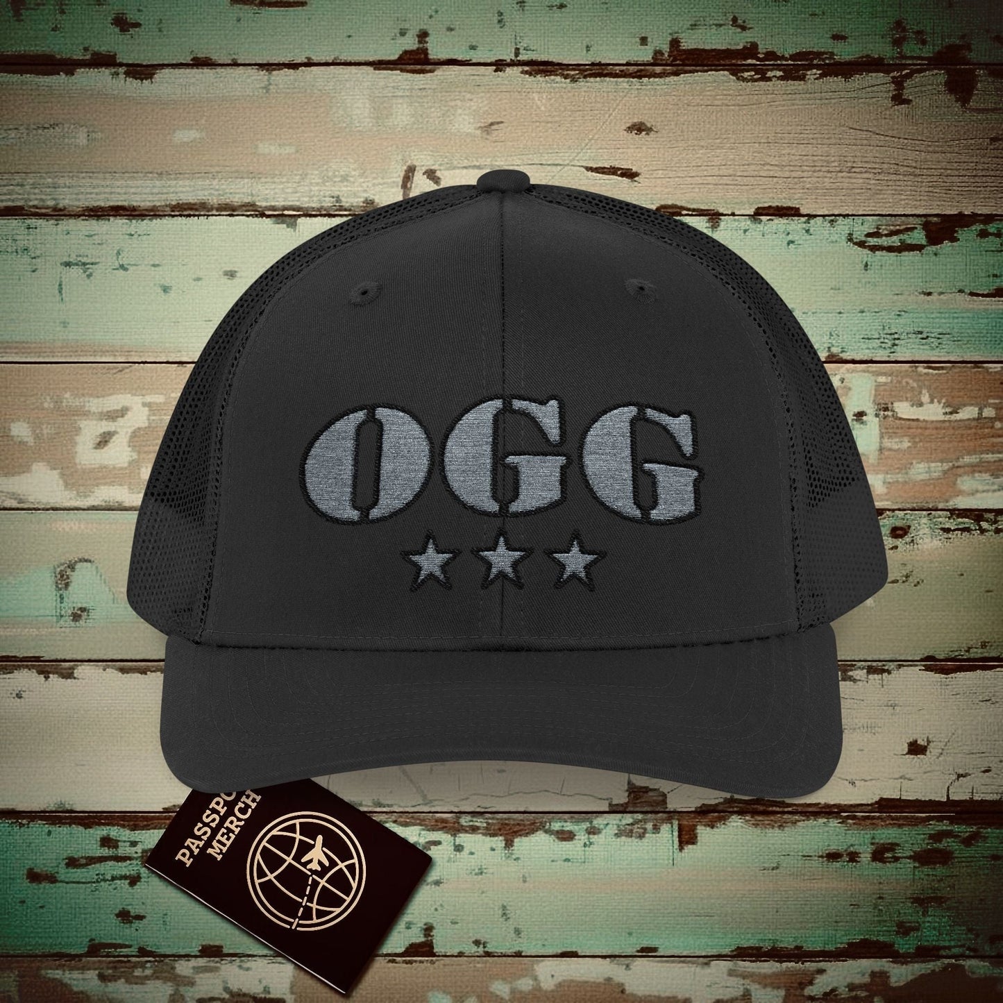 Classic Military, Kahului Hawaii Airport Code (OGG) Embroidered Trucker Hat Black / One size