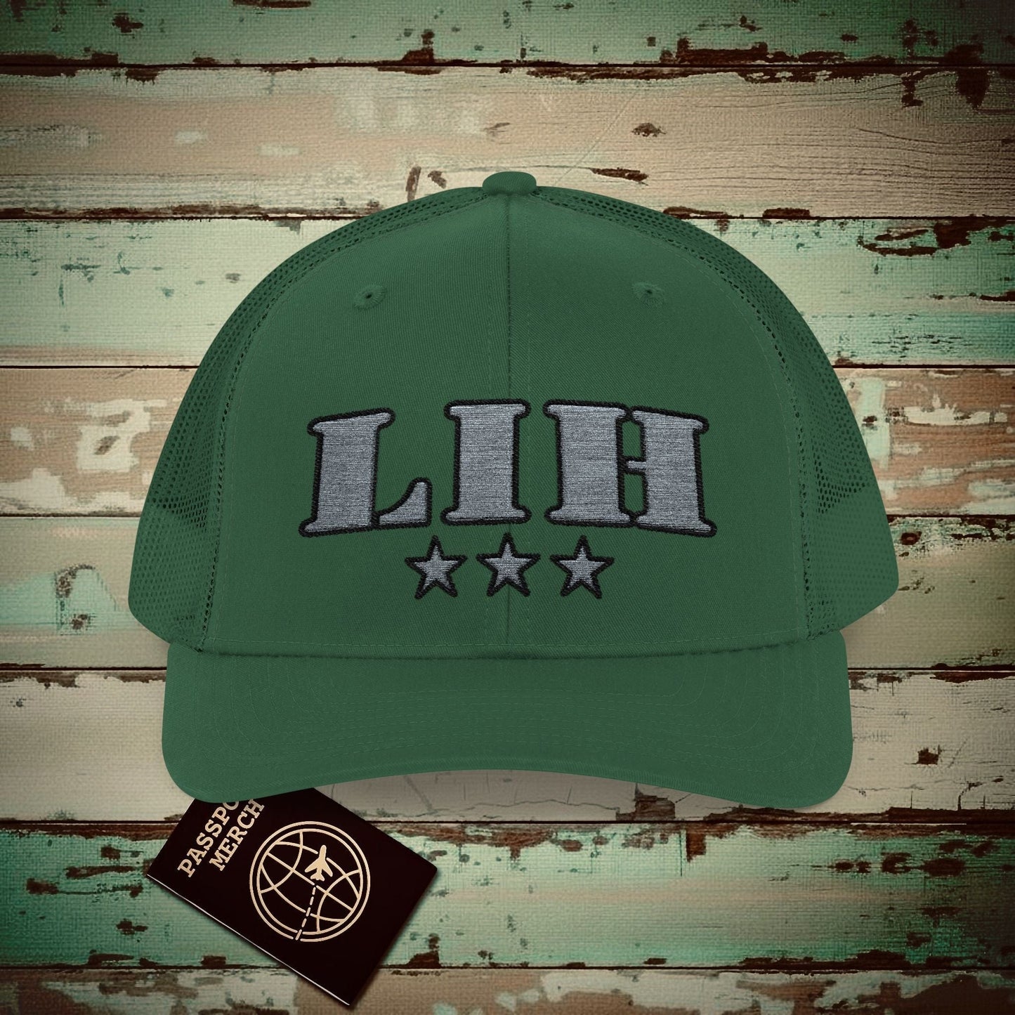 Classic Military, Lihue Hawaii Airport Code (LIH) Embroidered Trucker Hat Evergreen / One size