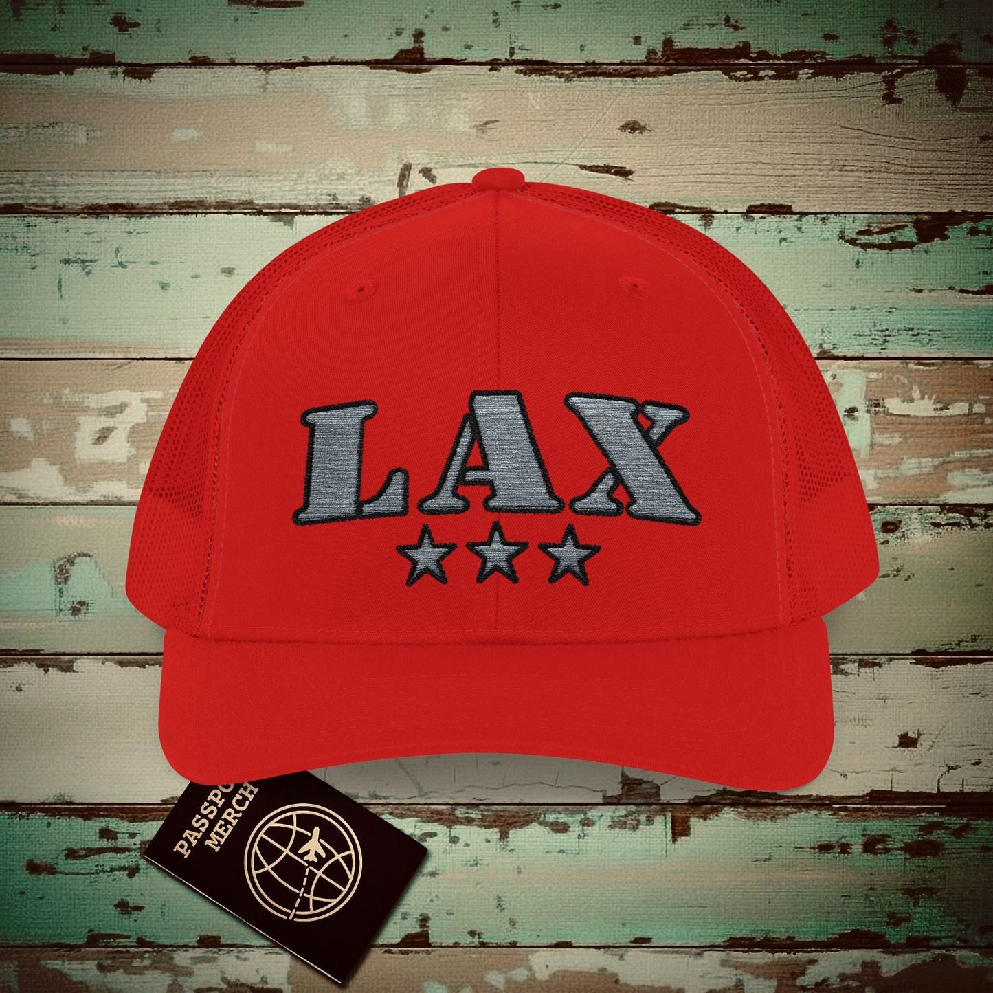 Classic Military, Los Angeles California Airport Code (LAX) Embroidered Trucker Hat Red / One size