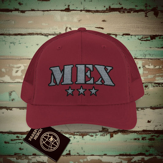 Classic Military, Mexico City Mexico Airport Code (MEX) Embroidered Trucker Hat Cranberry / One size