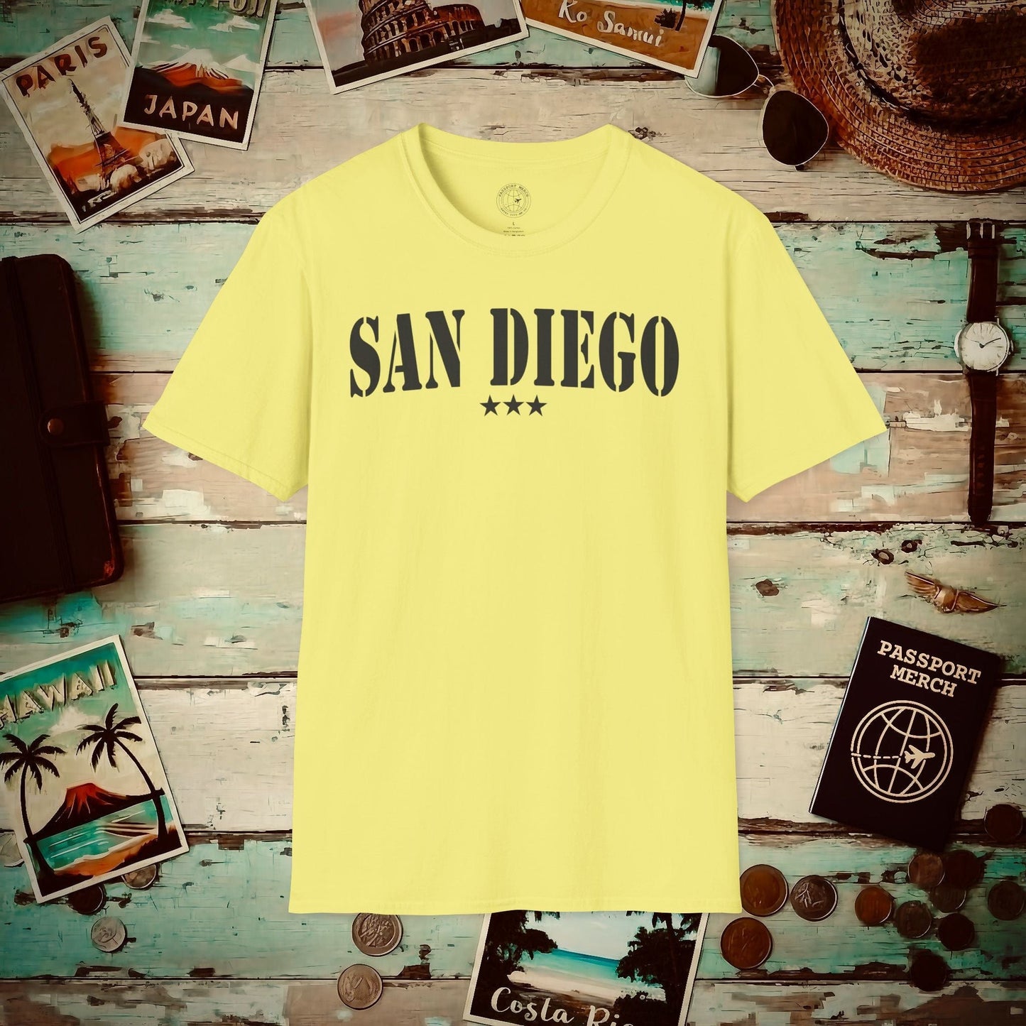 Classic Military, San Diego, California T-Shirt Cornsilk / S