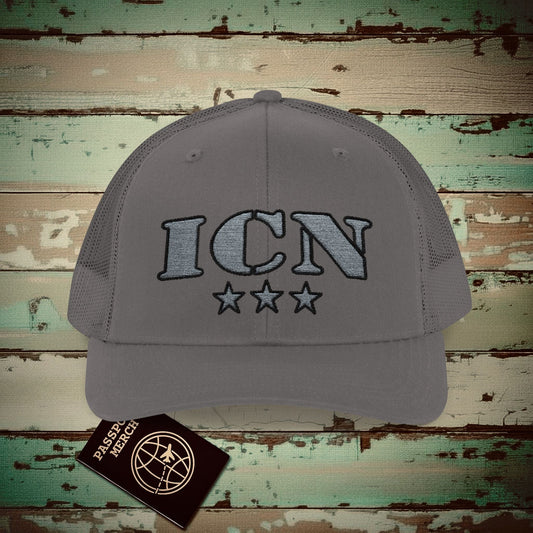 Classic Military, Seoul Incheon Korea Airport Code (ICN) Embroidered Trucker Hat Charcoal / One size