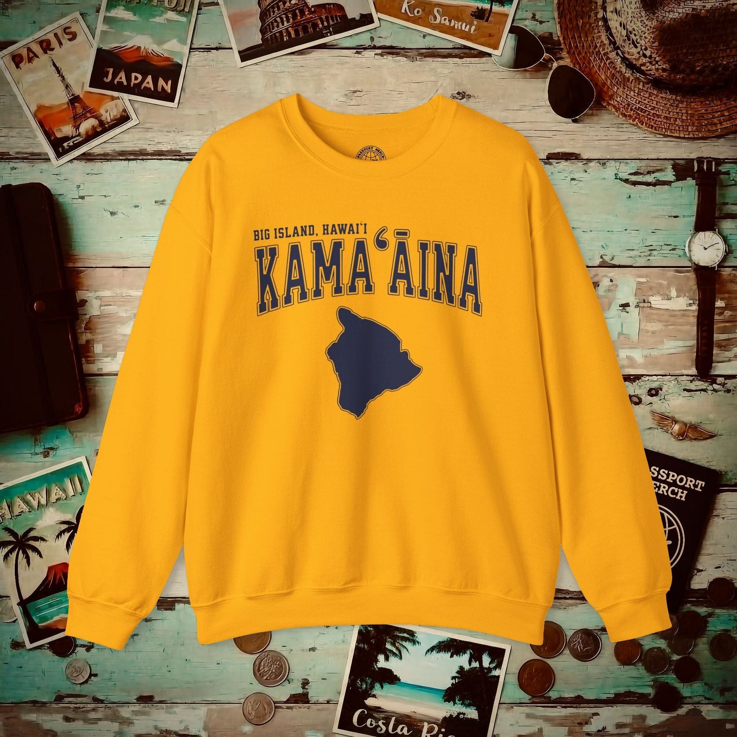 Classic University (Kamaaina Edition), Big Island, Hawaii Crewneck Gold / S