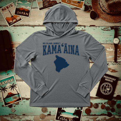 Classic University (Kamaaina Edition), Big Island, Hawaii Hooded Long Sleeve Grey TriBlend / XS