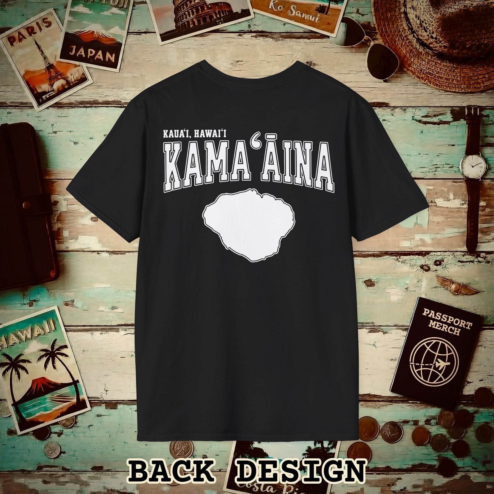 Classic University (Kamaaina Edition), Kauai, Hawaii Back Print T-Shirt Black / S