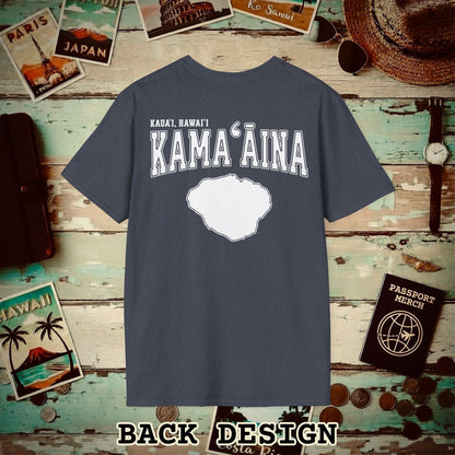 Classic University (Kamaaina Edition), Kauai, Hawaii Back Print T-Shirt Heather Navy / S