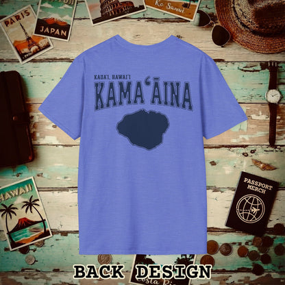 Classic University (Kamaaina Edition), Kauai, Hawaii Back Print T-Shirt Heather Royal / S