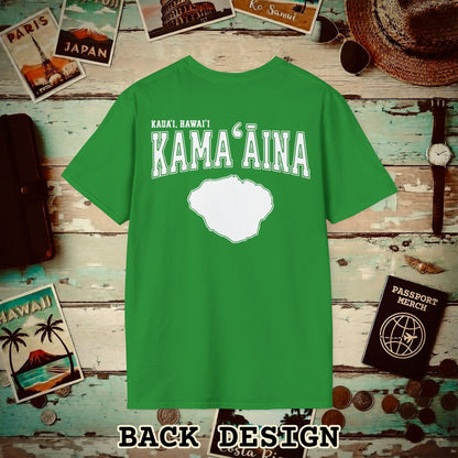 Classic University (Kamaaina Edition), Kauai, Hawaii Back Print T-Shirt Irish Green / S