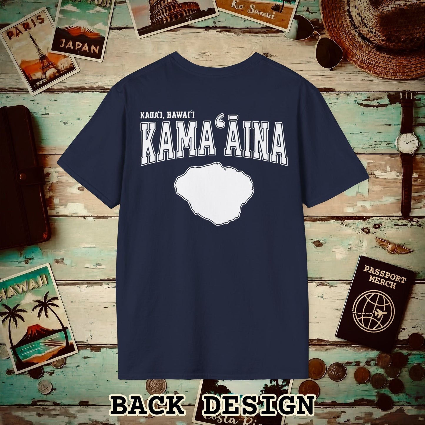 Classic University (Kamaaina Edition), Kauai, Hawaii Back Print T-Shirt Navy / S