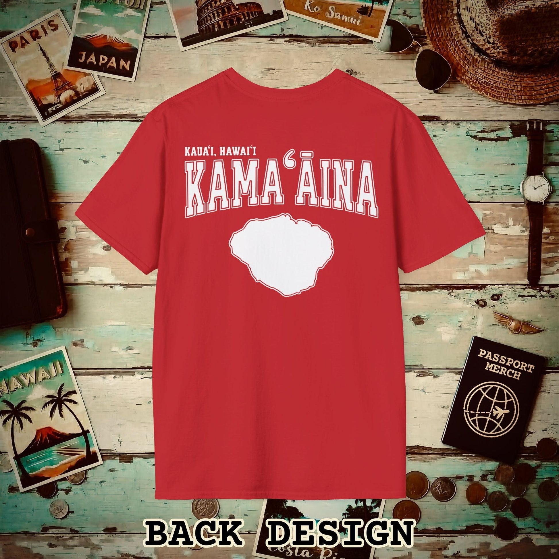 Classic University (Kamaaina Edition), Kauai, Hawaii Back Print T-Shirt Red / S
