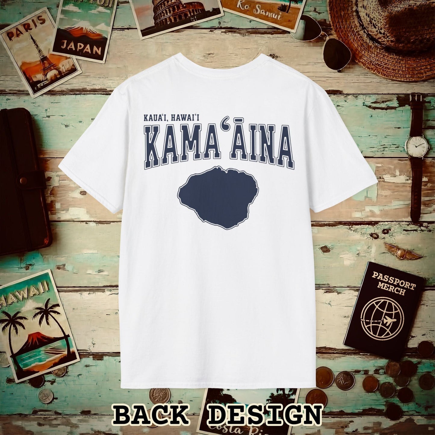 Classic University (Kamaaina Edition), Kauai, Hawaii Back Print T-Shirt White / S