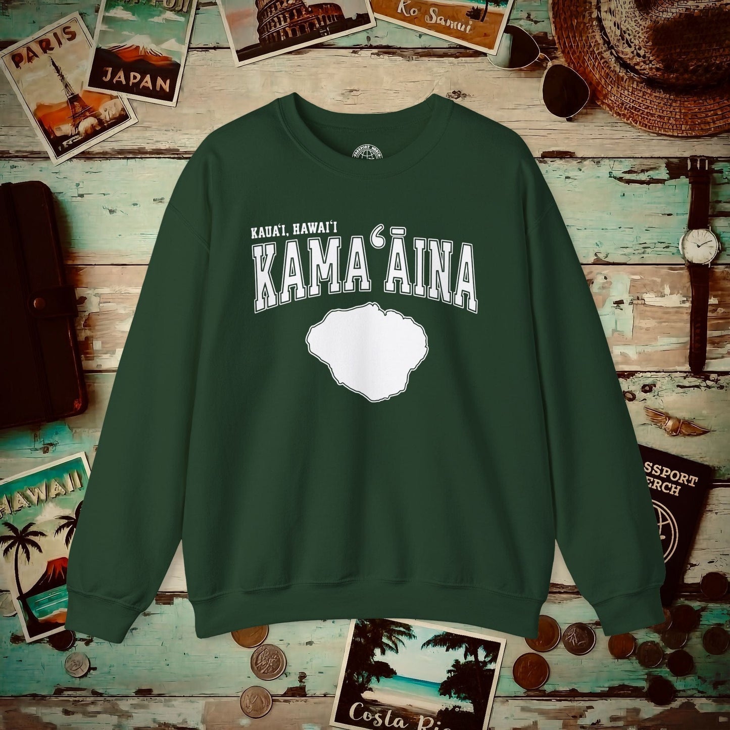 Classic University (Kamaaina Edition), Kauai, Hawaii Crewneck Forest Green / S