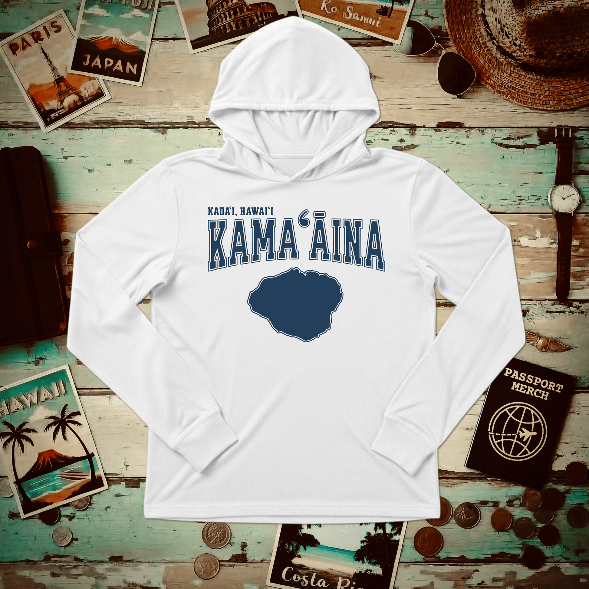 Classic University (Kamaaina Edition), Kauai, Hawaii Hooded Long Sleeve White / XS