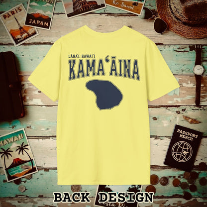Classic University (Kamaaina Edition), Lanai, Hawaii Back Print T-Shirt Cornsilk / S