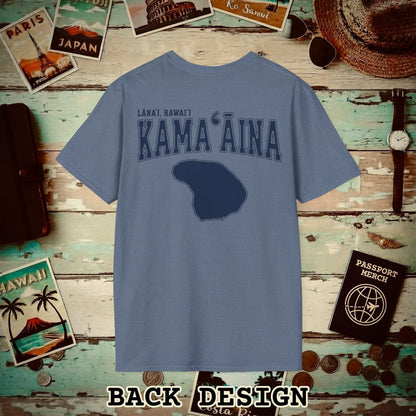 Classic University (Kamaaina Edition), Lanai, Hawaii Back Print T-Shirt Heather Indigo / S