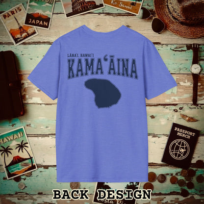 Classic University (Kamaaina Edition), Lanai, Hawaii Back Print T-Shirt Heather Royal / S