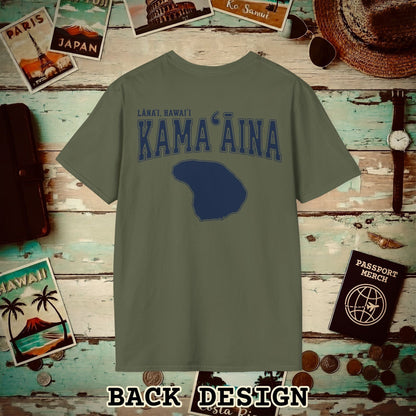 Classic University (Kamaaina Edition), Lanai, Hawaii Back Print T-Shirt Military Green / S