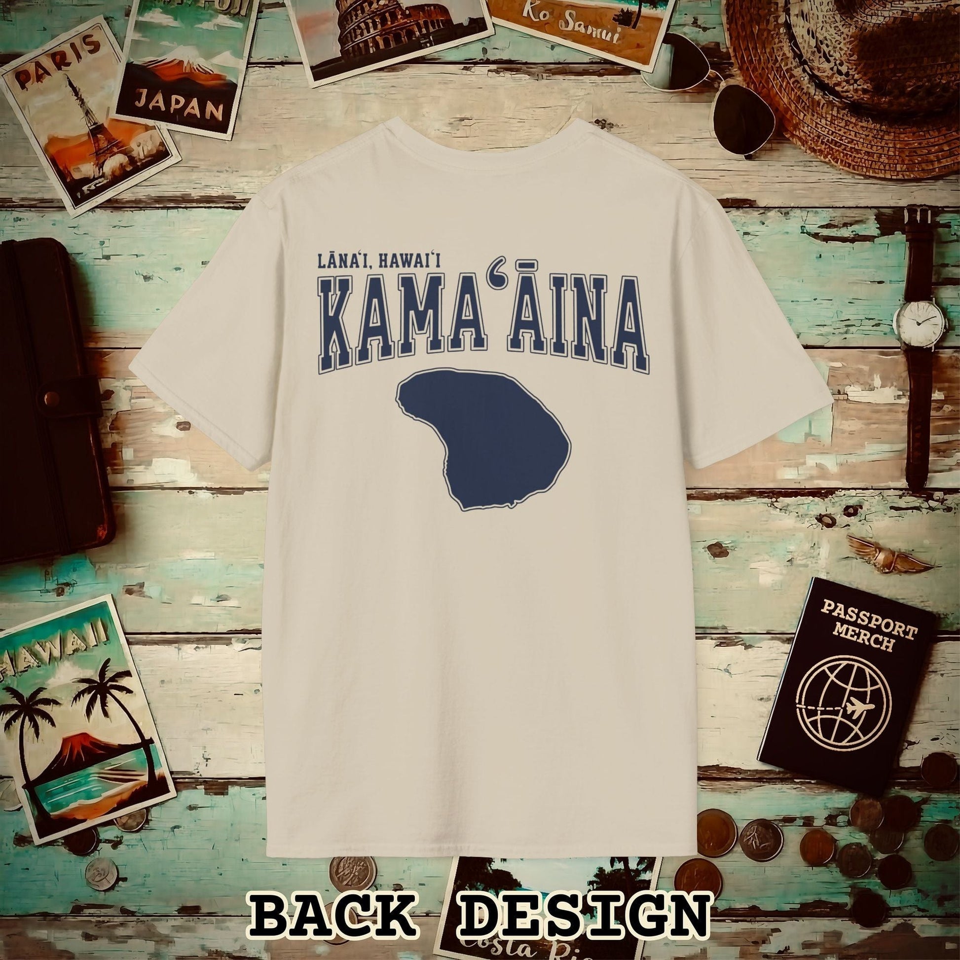 Classic University (Kamaaina Edition), Lanai, Hawaii Back Print T-Shirt Sand / S