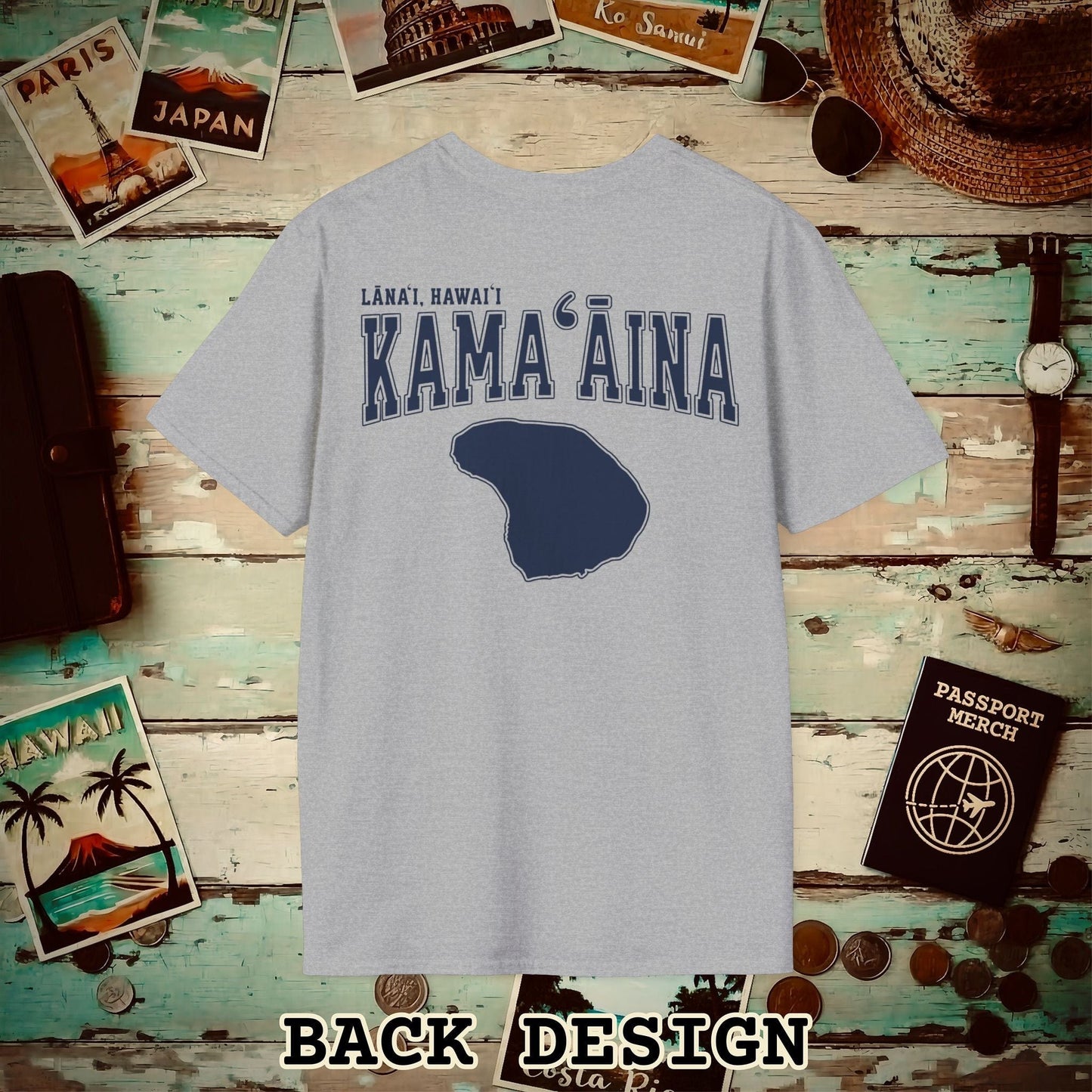 Classic University (Kamaaina Edition), Lanai, Hawaii Back Print T-Shirt Sport Grey / S