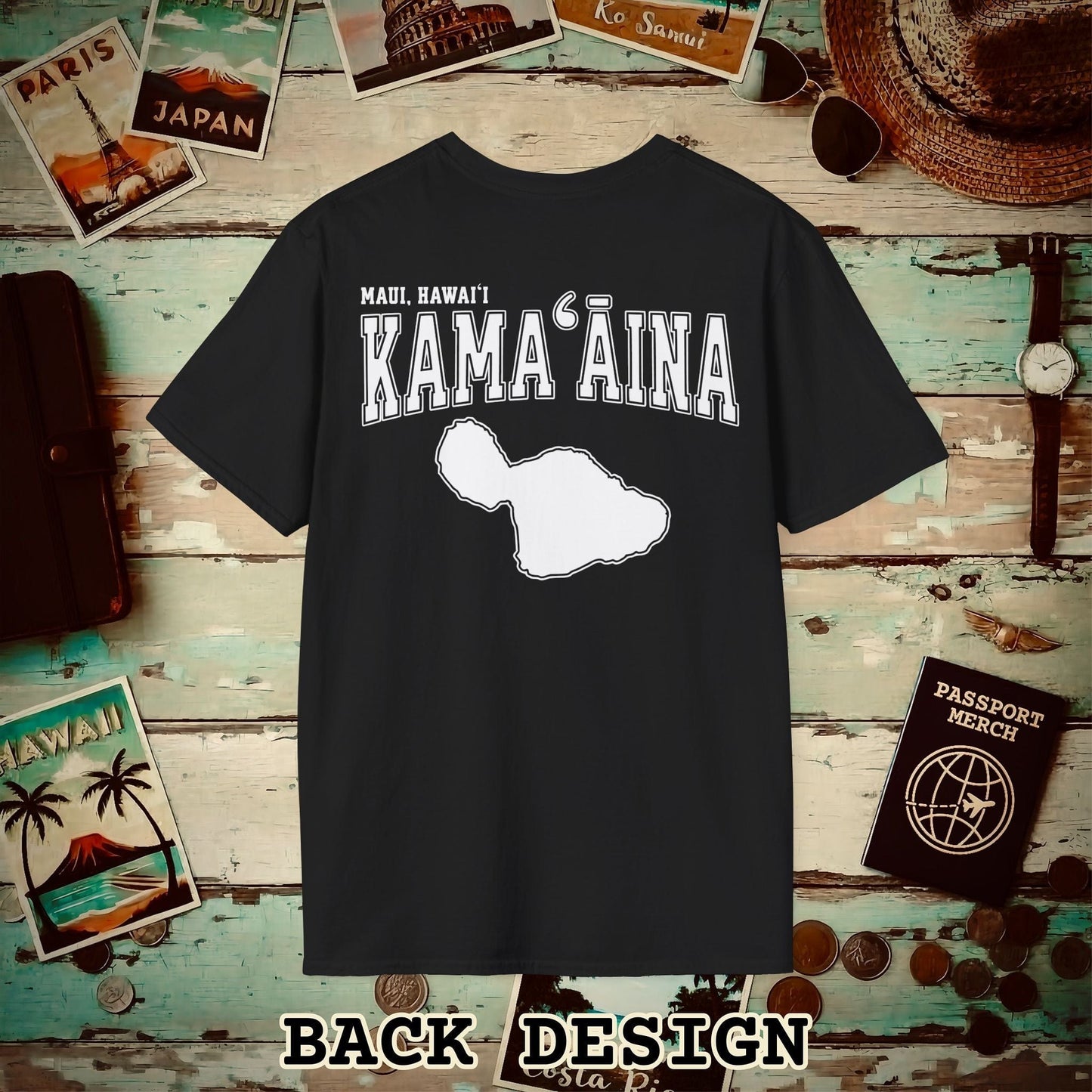 Classic University (Kamaaina Edition), Maui, Hawaii Back Print T-Shirt Black / S