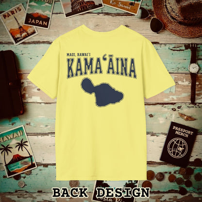 Classic University (Kamaaina Edition), Maui, Hawaii Back Print T-Shirt Cornsilk / S