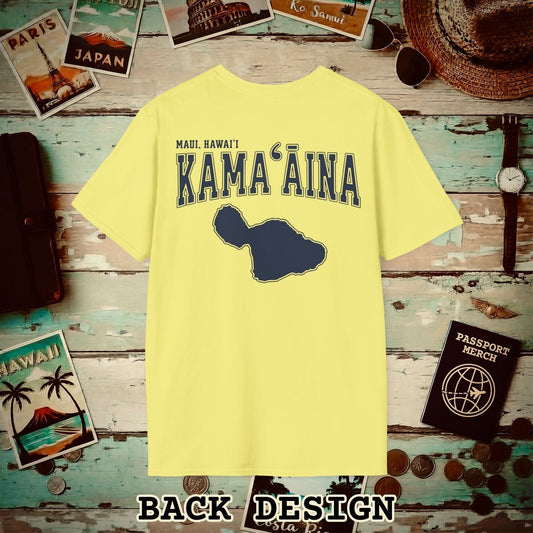 Classic University (Kamaaina Edition), Maui, Hawaii Back Print T-Shirt Cornsilk / S