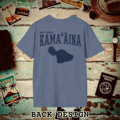 Classic University (Kamaaina Edition), Maui, Hawaii Back Print T-Shirt Heather Indigo / S