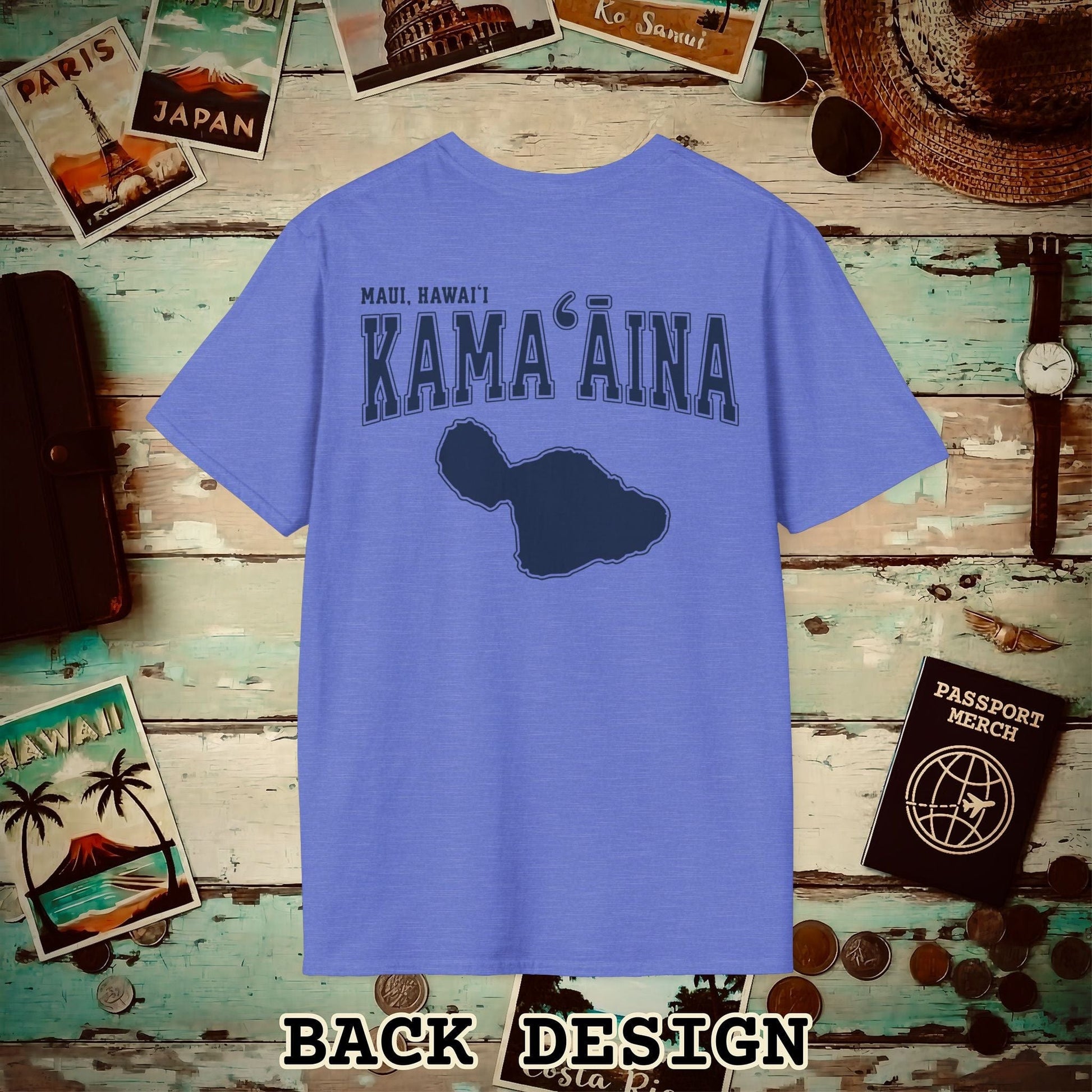 Classic University (Kamaaina Edition), Maui, Hawaii Back Print T-Shirt Heather Royal / S