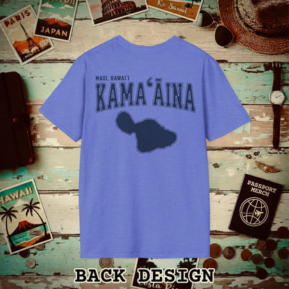 Classic University (Kamaaina Edition), Maui, Hawaii Back Print T-Shirt Heather Royal / S