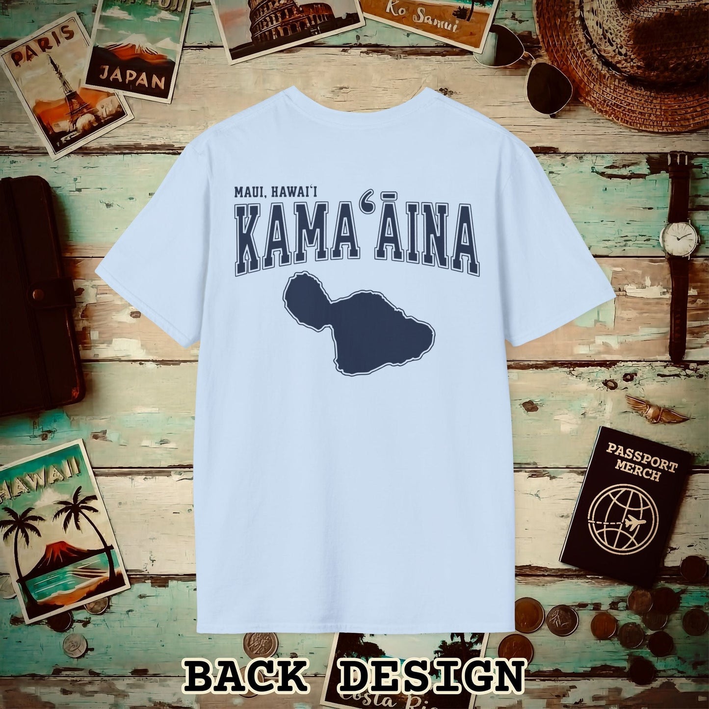 Classic University (Kamaaina Edition), Maui, Hawaii Back Print T-Shirt Light Blue / S
