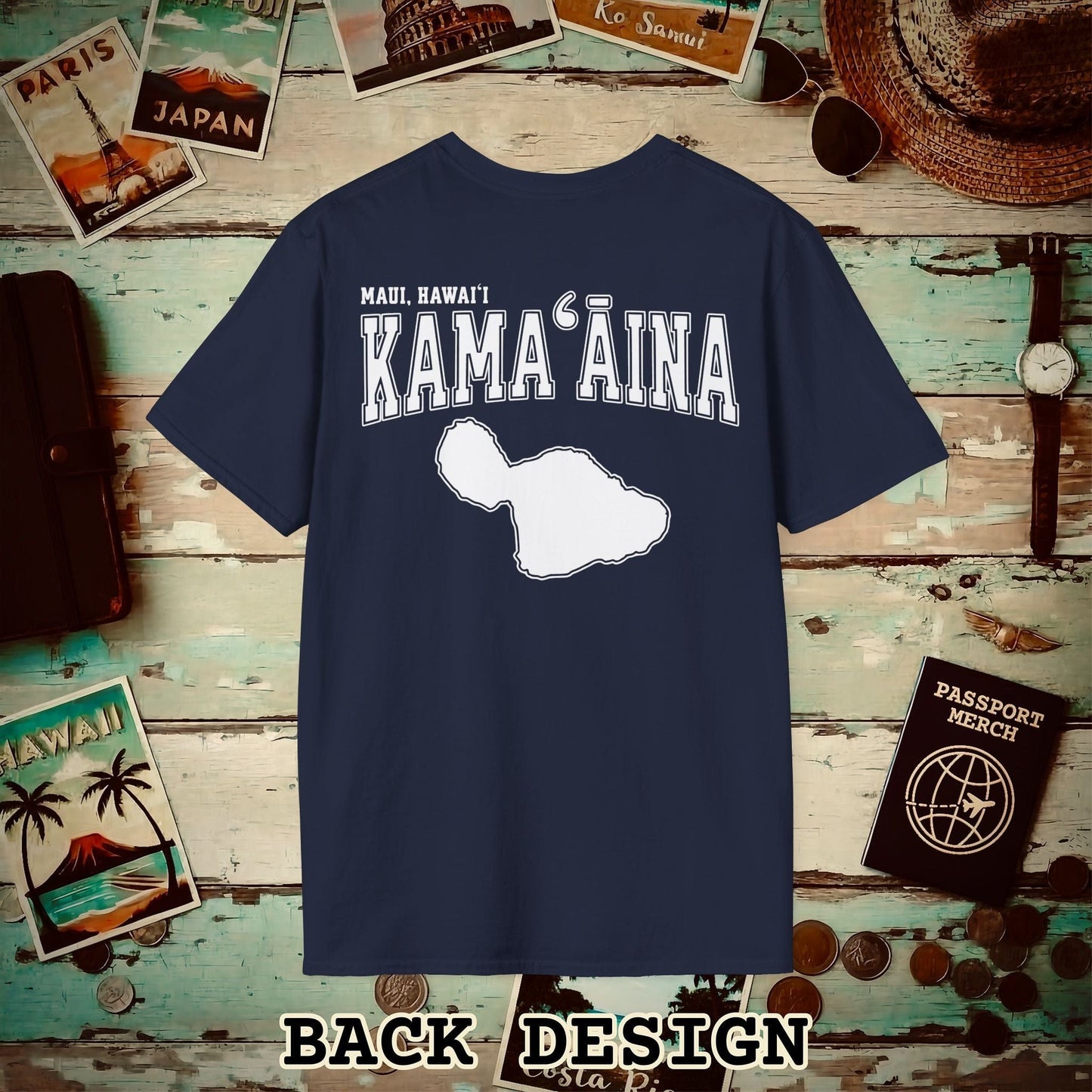 Classic University (Kamaaina Edition), Maui, Hawaii Back Print T-Shirt Navy / S