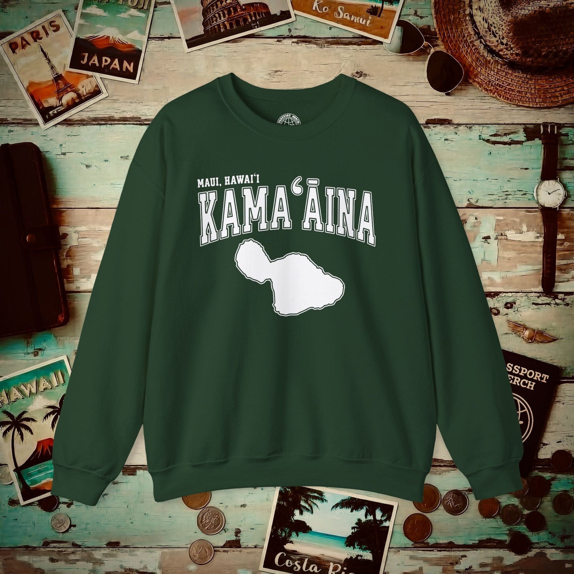 Classic University (Kamaaina Edition), Maui, Hawaii Crewneck Forest Green / S