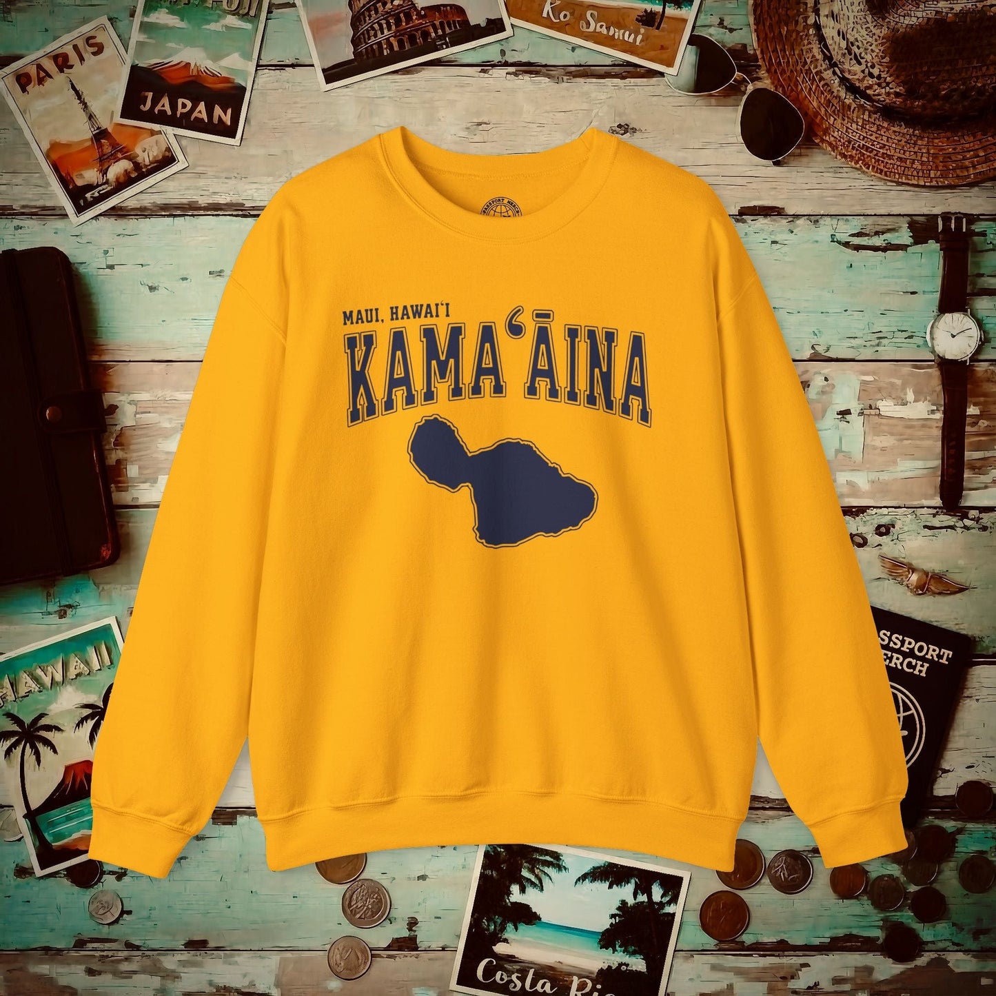 Classic University (Kamaaina Edition), Maui, Hawaii Crewneck Gold / S