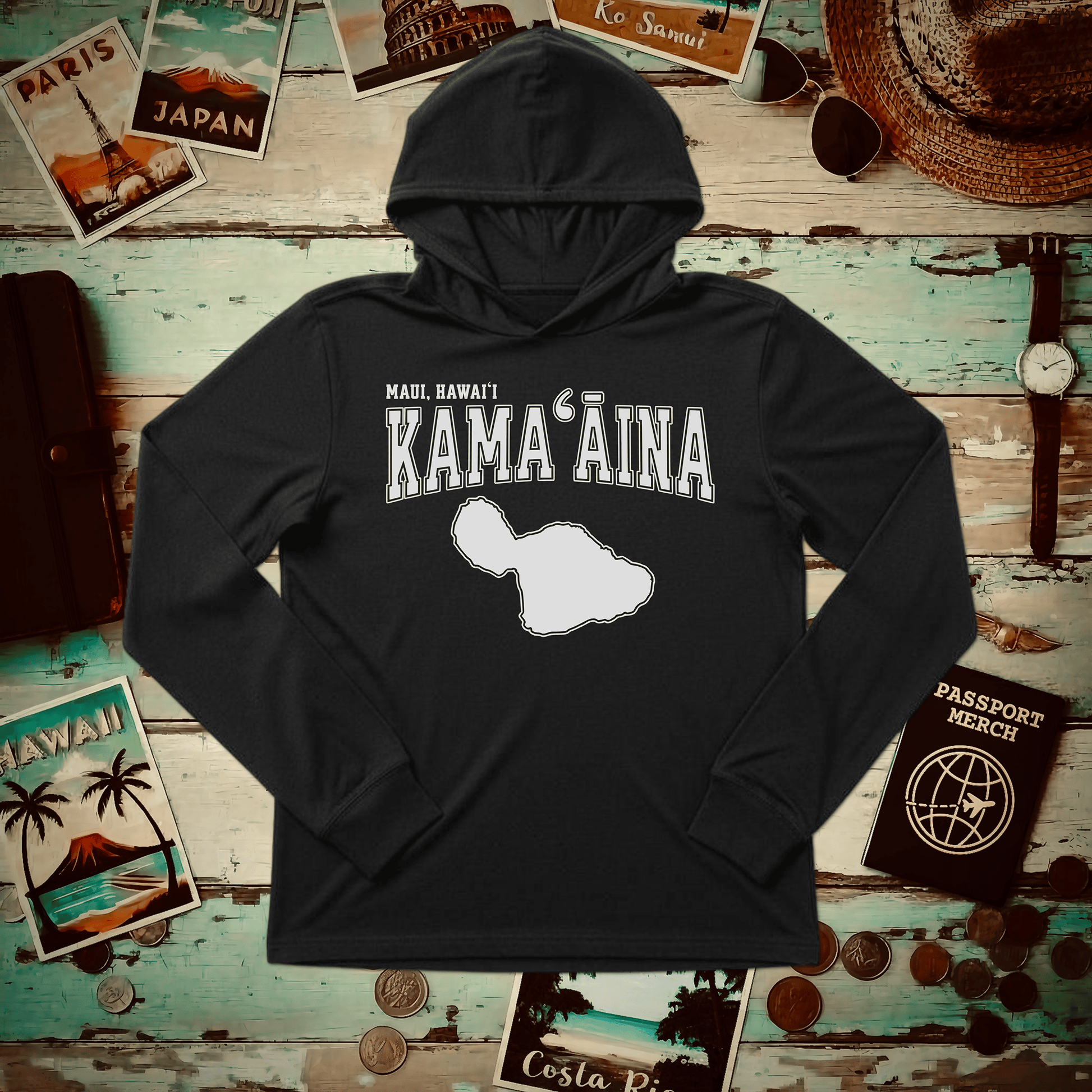 Classic University (Kamaaina Edition), Maui, Hawaii Hooded Long Sleeve Black / S