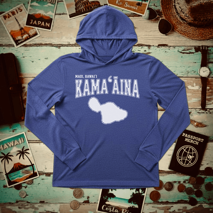 Classic University (Kamaaina Edition), Maui, Hawaii Hooded Long Sleeve Heather True Royal / XS