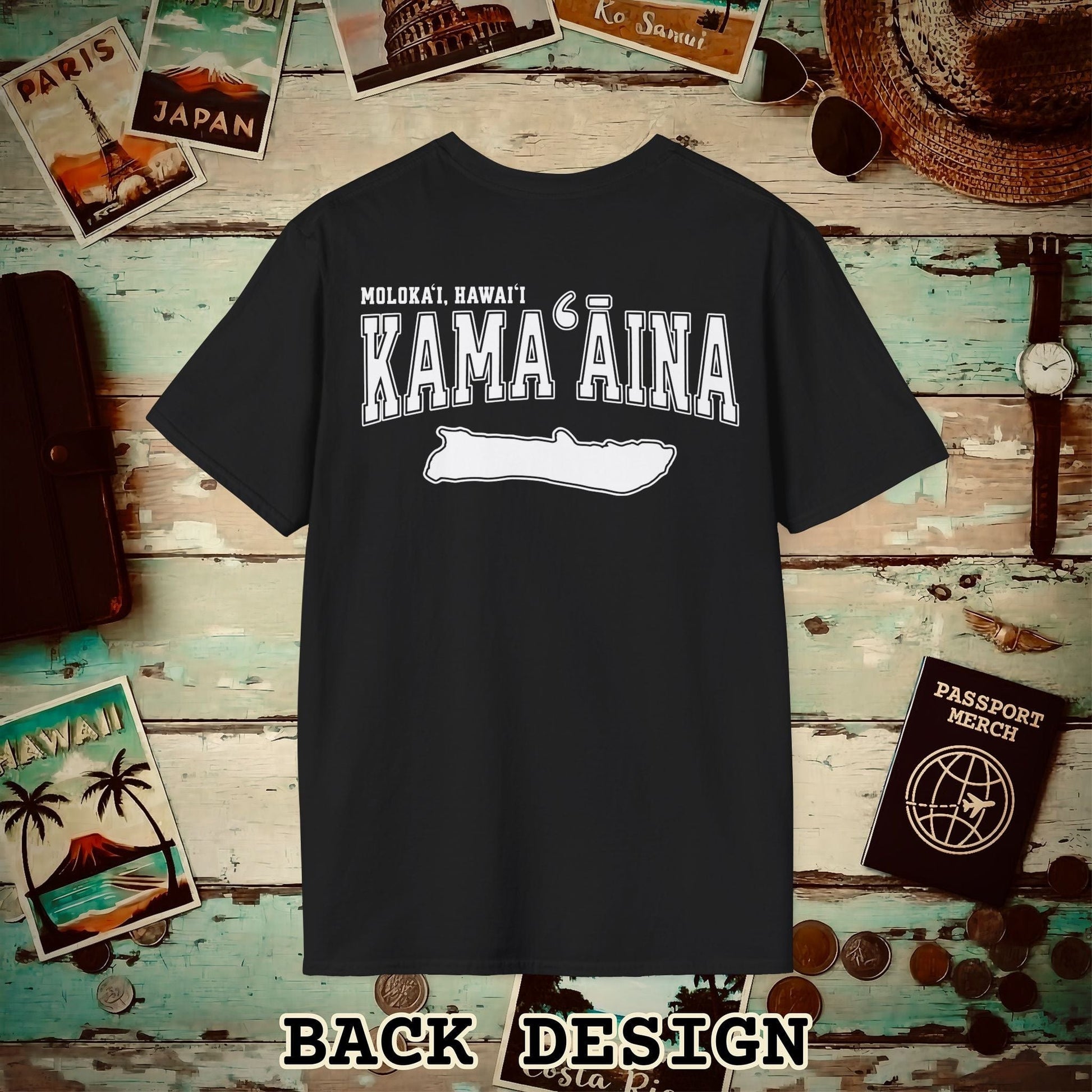 Classic University (Kamaaina Edition), Molokai, Hawaii Back Print T-Shirt Black / S