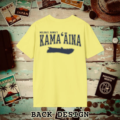 Classic University (Kamaaina Edition), Molokai, Hawaii Back Print T-Shirt Cornsilk / S