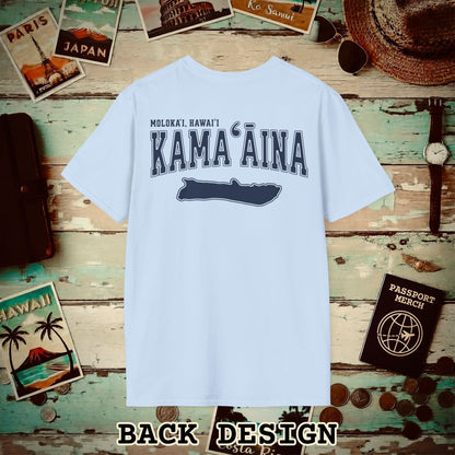 Classic University (Kamaaina Edition), Molokai, Hawaii Back Print T-Shirt Light Blue / S